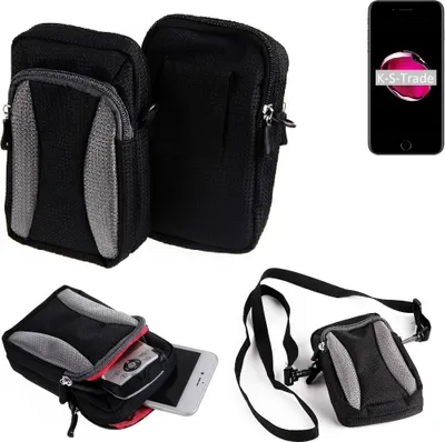 Produktbild von K-S-Trade Schutz-Hülle kompatibel mit Apple iPhone 7 Plus Handy Gürteltasche Umhängetasche mit Zusatzfach schwarz