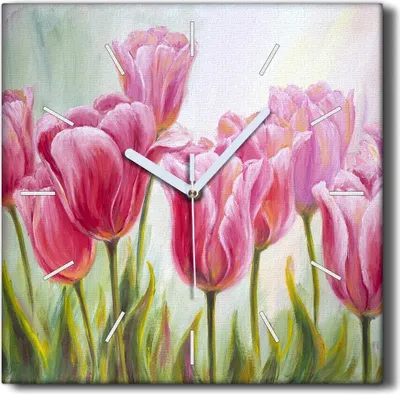 Produktbild von Coloray Hodiny Unikátní 30x30 cm  Tiché hodiny Pro obývací pokoj a kuchyň Nástěnné hodiny Plátno Černé ručičky hodin - Sázet květiny