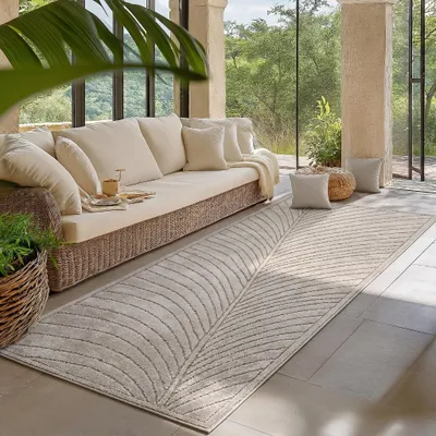 Immagine prodotto di Homebyhome Tappeto da Esterno Design Boho Moderno Effetto 3D Resistente ai Raggi UV Ideale per Terrazza Soggiorno Cucina, Dimensioni: 80x250 cm