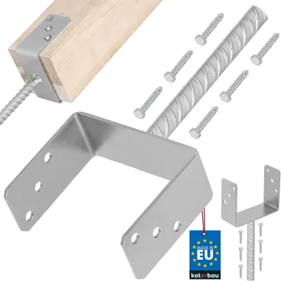 Produktbild von KOTARBAU® U Pfostenträger zum Einbetonieren 151mm mit Riffeldolle Pfostenanker für Zaunpfosten Pfostenschuh mit Betonanker verzinkter Stahl