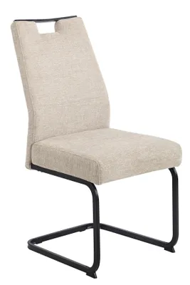 Produktbild von Hela Tische, Esszimmerstuhl Freischwinger Kerstin, Bezug Webstoff Beige, XL Sitzbreite, FEDERKORB Polsterung, Griff, Vierkantgestell, 140kg belastbar