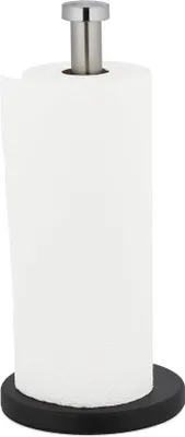 Produktbild von Famanu Küchenrollenhalter aus Edelstahl - 33 cm hoch - Ø: 15 cm - Silber/Schwarz