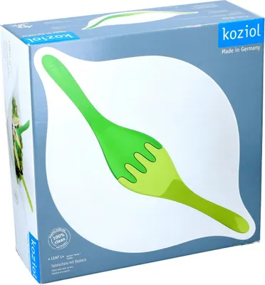 Produktbild von Koziol Salatschale mit Besteck, 3 l Salatschüssel LEAF L+, Kunststoff weiß