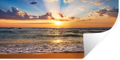 Produktbild von MuchoWow® Wandtattoo Wandsticker Wandaufkleber Strand - Sonnenuntergang - Meer - Wolken - Horizont 120x60 cm Selbstklebend und Repositionierbar - Sticker - Dekorfolie