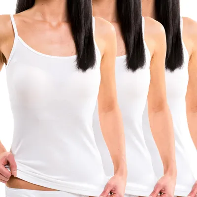 Produktbild von HERMKO 17560 3er Pack Damen Trägerhemd aus softer Baumwolle / Modal, Farbe:weiß, Größe:40/42 (M)