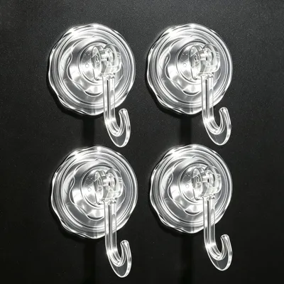 Productafbeelding van Zuignappen met haken - Extra sterke vacuümvaste bevestiging zonder boren - Geschikt voor badkamer, keuken en ramen - 7,3 cm - 4 stuks - Maximaal belastbaar tot 3 kg