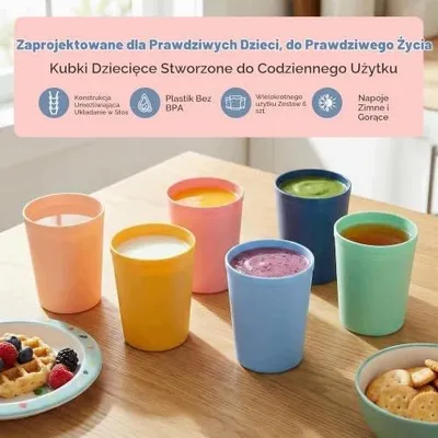 Zdjęcie produktu dla Kubki dla dzieci 6 sztuk 237 ml wielokrotnego użytku bez bpa kolorowe