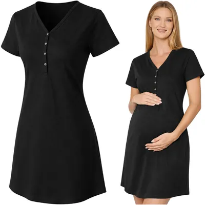 Immagine prodotto di Camicia da notte premaman e per allattamento HEYO in cotone nero M