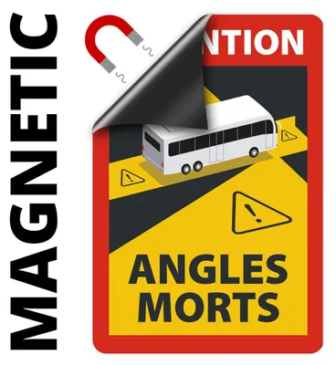 Produktbild von Angles Morts - Toter Winkel Hinweisschild für Bus/Wohnmobil magnetisch, A5, 4 Stück