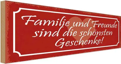 Produktbild von vianmo Holzschild 10x27 cm Familie und Freunde Geschenke