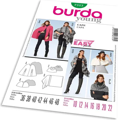 Zdjęcie produktu dla Wzór Burda 7313 – Prosty płaszcz, narzutka