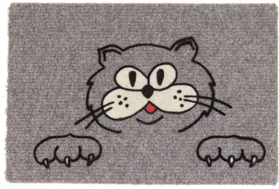 Produktbild von Betz Kokosmatte aus 100% Kokos - Fußmatte - Fußabstreifer –Schmutzfangmatte Muster Katze Größe 40 cm x 60 cm x 1,5 cm