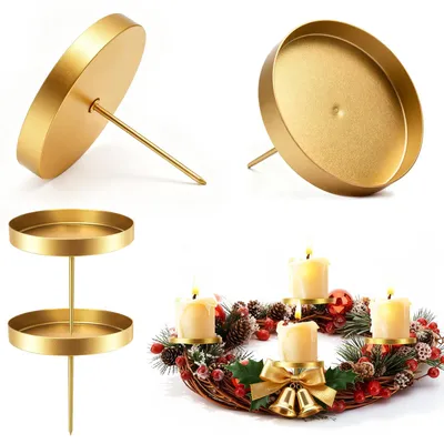 Kerzenhalter für Adventskranz, Gold, 8 cm, 4 Stück