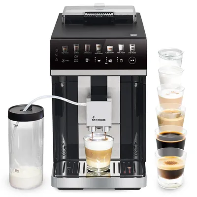 Produktbild von KKT KOLBE One Kaffeevollautomat mit Milchbehälter, Milchschaumdüse und Zubehör, 2 Tassen-Funktion,, 15 Bar, 7-stufiges Mahlwerk, Touchscreen
