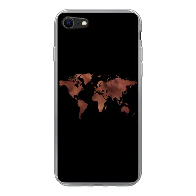 Produktbild von MuchoWow® Handyhülle Schutzhülle Hülle für iPhone 8 Weltkarte - Leder - Schwarz Silikon Softcase Handy Hülle - Schutzhaube