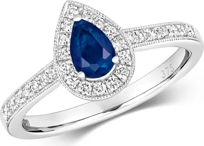 Produktbild von Eleganter 9 Karat (375) Weißgold Cluster Diamant Damenring Brillant-Schliff 0.26 Karat HI - I1 mit Saphir, 53 (16.9); TRS2201RSM