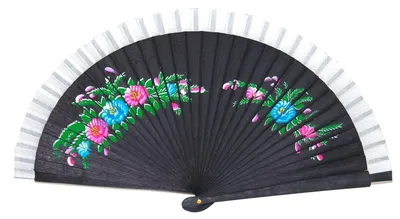 Produktbild von 715, 1 Stk Fächer Bambus Holz schwarz matt Blumen