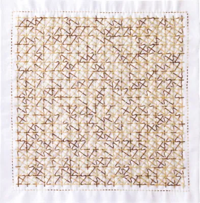 Zdjęcie produktu dla Zestaw do haftu Olympus Kugurizashi Sashiko "Hana Fukin Plovers", tkanina drukowana, 34x34cm, oryginał z Japonii