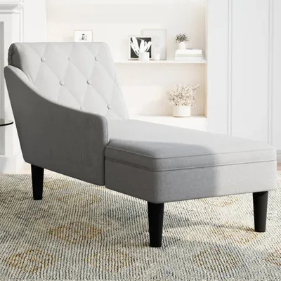 Produktbild von Möbel Chaiselongue Modernes Design - Liegesofa für Wohnzimmer - mit Kissen und Rechter Armlehne Wolkengrau Stoff - 145x56x70 cm Top5063174