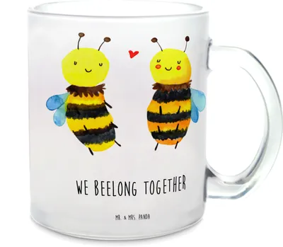 Produktbild von Mr. & Mrs. Panda Haferl Biene Verliebt - Transparent - Geschenk, Teetasse, Trinkglas, Teeglas, Tee Tasse, Pott