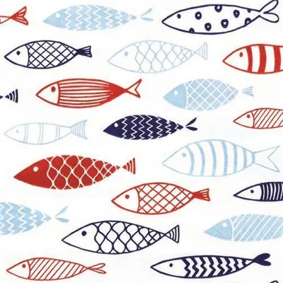 Produktbild von 20 Servietten Fish on Tour - Fische im Schwarm rot-blau 33x33cm