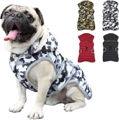 Produktbild von Reflektierende Hundejacke mit abnehmbarer Kapuze, wasserdichte Winterfleece-Jacke, warme Jacke, Hundejacke, Mantel, Kapuzenpullover, Hundejacke für kleine und mittelgroße Hunde