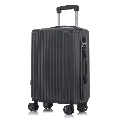 Produktbild von Koffer Trolley Reisekoffer Suitcase, Rollkoffer Handgepäck ,mit 4 Rollen360°, Hartschalenreisekoffer, Zahlenschloss, Weicher Gummigriff(L, Schwarz)