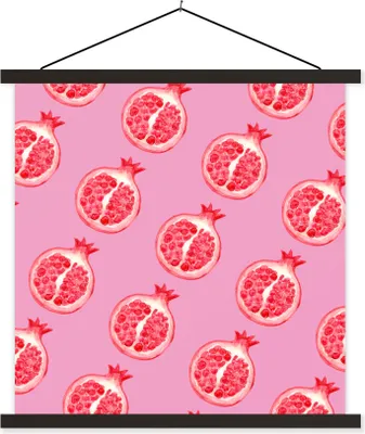 Produktbild von MuchoWow® Textilposter Obst - Rosa - Schablonen 90x90 cm mit schwarzem Rahmen - Magnetisches