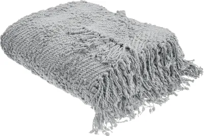 Obrázek produktu pro BELIANI Deka šedá bavlna a akryl přikrývka 220 x 240 cm pletený přehoz se střapci