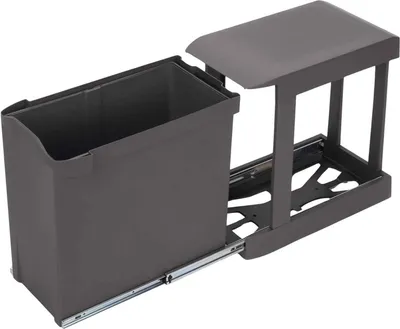 Image de Poubelles de recyclage pour la cuisine -  1 x 30L -  fixation inférieure et extraction automatique -  Acier et Plastique -  Gris antracite
