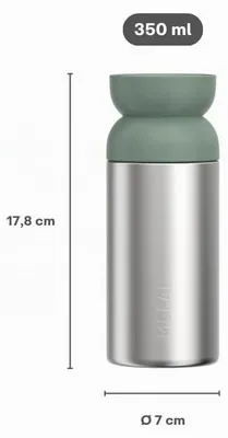 Immagine prodotto di Tazza termica Mepal Ellipse, 350 ml, colore verde nordico. Modello ToGo, codice prodotto 104182094700, codice EAN 8720294070412