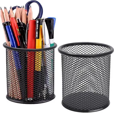 Image de Porte-crayons en métal, noir, rangement de bureau