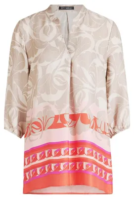 Zdjęcie produktu dla Bluzka z rękawami 3/4, model 7846, kolor taupe/czerwony, rozmiar 44
