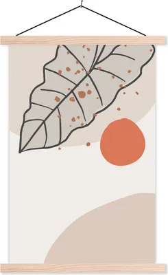 Produktbild von MuchoWow® Textilposter Sommer - Laub - Weiß - Orange 40x60 cm mit holzfarbenen Rahmen - Poster