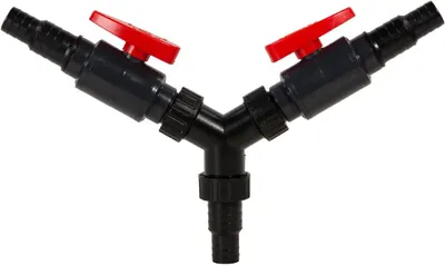 Productafbeelding van 3-weg ventiel Y-waterverdeler Ø 20/25 mm, met 2 kogelkranen, geschikt voor waterornamenten en watervallen, gewoon de slangen aansluiten