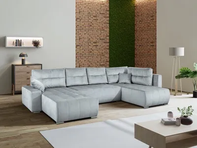 Produktbild von Ecksofa U-Form Mediolan V Schlaffunktion Bettkasten Lieferung bis in die Wohnung 358 cm ( Paros 05 - hellgrau )