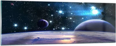 Produktbild von Bilder auf glas - Kosmos Planet - 90x30cm - Glasbilder - Wandbilder - Bilder - Kunstdruck - zum Aufhängen bereit - Wanddekoration aus Glas - Glas Bilder - Wandbild auf Glas - Einteilig - GAB90x30-3575