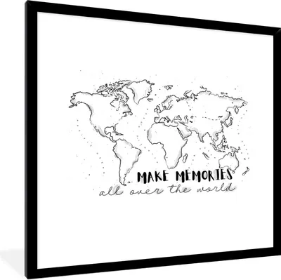 Produktbild von MuchoWow® Gerahmtes Poster Karte - Sprichwörter - Schwarz und Weiß 40x40 cm - Poster mit Schwarzem Bilderrahmen Wandposter Rahmen Foto Bilder - Mit Rahmen - Wanddekoration Schlafzimmer