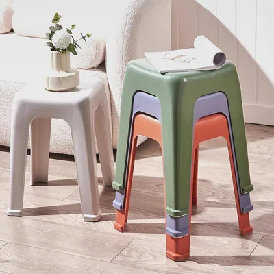 Produktbild von Design Badhocker Duschhocker Sitzhocker Badezimme Dusche Wohnzimmer Stuhl aus Kunststoff, 30x30x47cm,Weiß