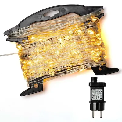 LED-Lichterkette 59,8 m, 300 warmweiße LEDs, Kupferkabel, Timer
