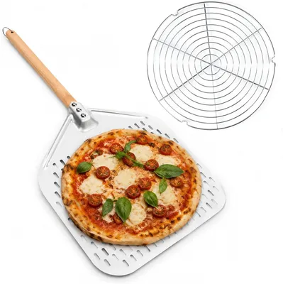 Image de Pelle à pizza perforée, en acier inoxydable, de 12 pouces (30,5 cm), pour les grandes pizzas