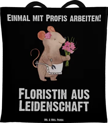 Produktbild von Mr. & Mrs. Panda Schultasche Floristin Leidenschaft - Schwarz - Geschenk, Büchertasche, Lustig, Laptoptasche, Tote Bag, Shopping Tasche, Uni, Blumenlanden, Ausbildung