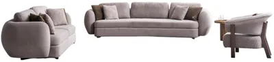 Obrázok produktu pre Graue Wohnzimmer Polstergarnitur Stilvoller Sessel Beistelltisch