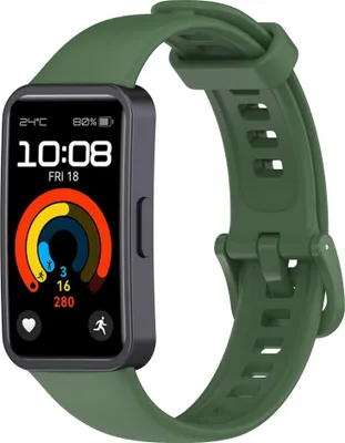 Produktbild von Strap-it Silicone Classic Armband - passend für Huawei Band 8 / Huawei Band 9 / Huawei Band 10 (dunkelgrün)