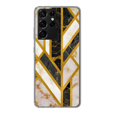 Produktbild von MuchoWow® Handyhülle Schutzhülle Hülle für Samsung Galaxy S21 Ultra Marmor - Gold - Glitzer - Luxus Silikon Softcase Handy Hülle - Mobiltelefon