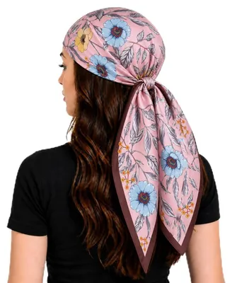 Immagine prodotto di Foulard da donna con motivo floreale, bandana, sciarpa per capelli, 90 x 90 cm, multicolore