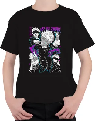 Produktbild von Satoru Gojo Jujutsu Kaisen Anime Manga Augenbinde Geschenk cool Uni Kinder T-Shirt, Schwarz, 140