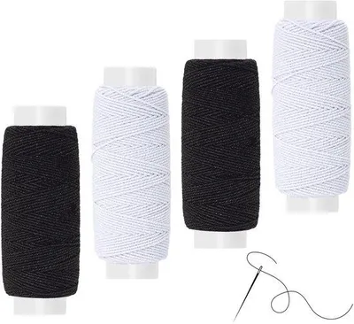Image de Fil élastique - 4 rouleaux, noir et blanc