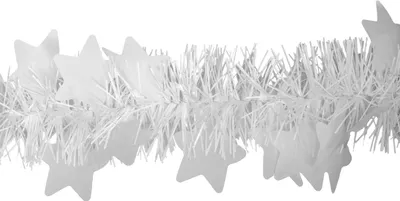 Produktbild von Weihnachtsgirlande Lametta mit großen Sternen 9cm x 2m weiß matt