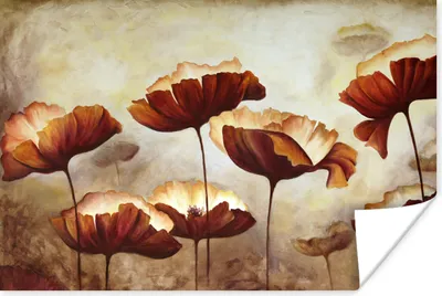 Produktbild von MuchoWow® Poster Malerei - Blumen - Ölfarbe - Pflanzen 180x120 cm - Fotoplakat